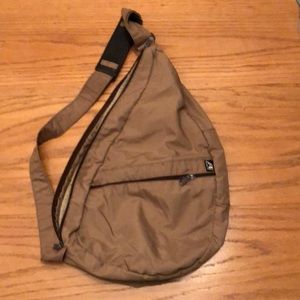 Ameribag Healthy Back Bag 15" Brown Nylon Microfiber Sling Shoulder Bag Unisex
